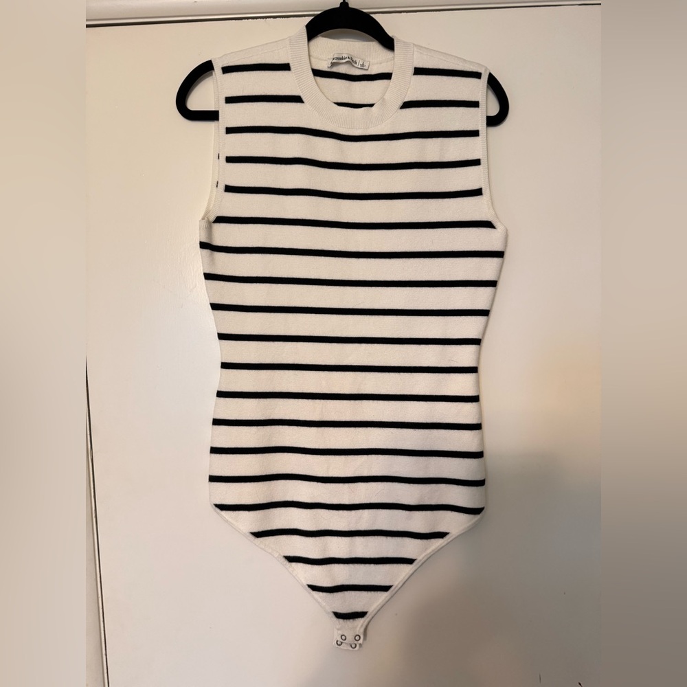 Abercrombie & Fitch Black and White Striped Bodysuit